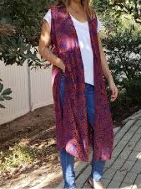 Sleeveless Open Front Long Duster Vest